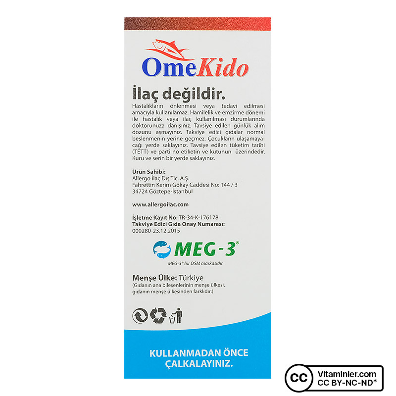 Allergo OmeKido Omega 3 Balık Yağı 150 mL