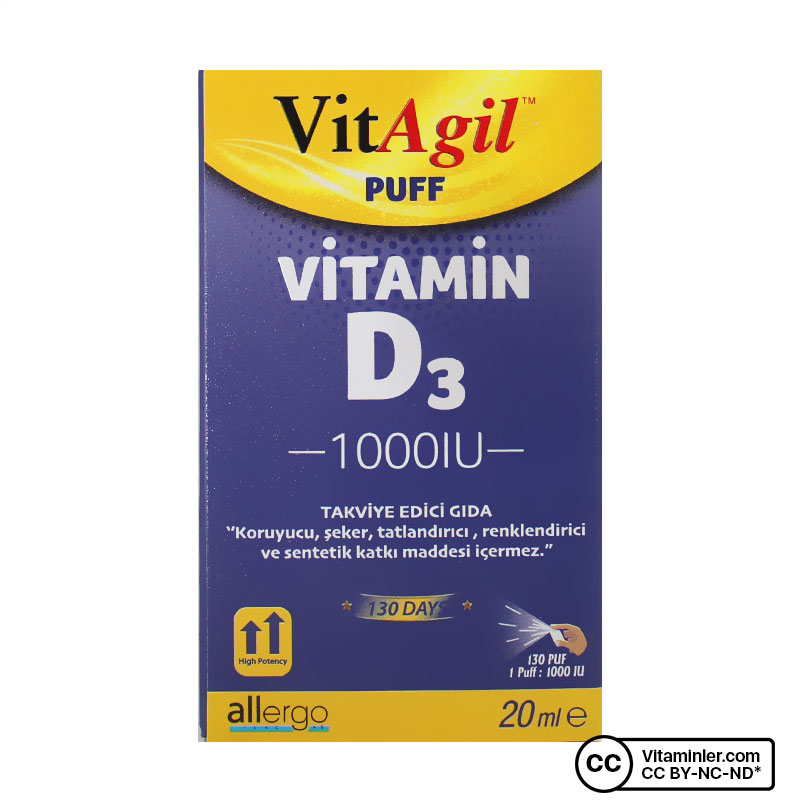 Allergo VitAgil D3 Vitamini 1000 IU 20 mL Sprey