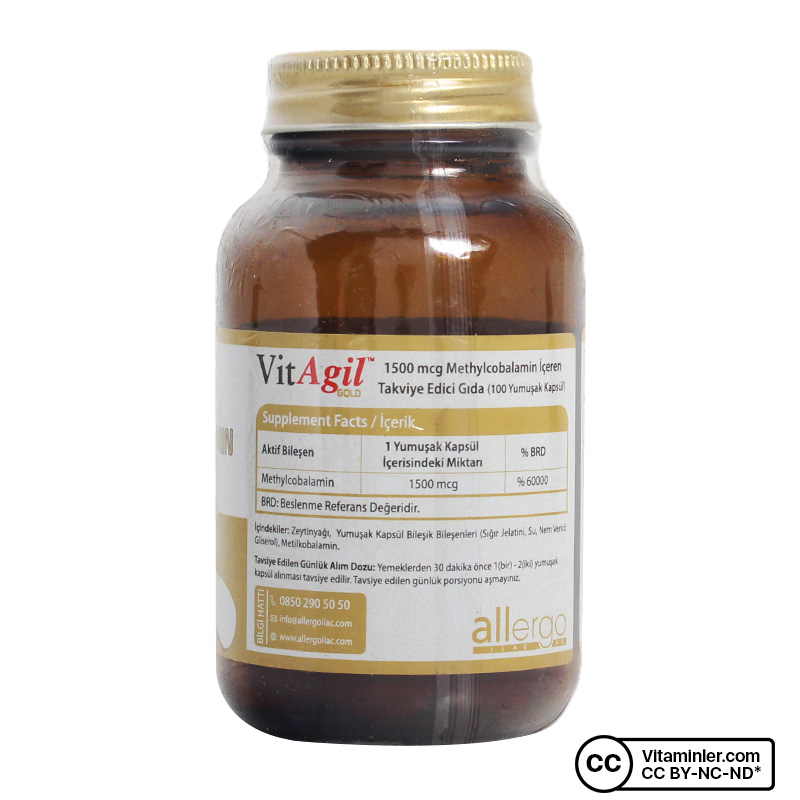 Allergo VitAgil Gold Methylcobalamin Vitamin B12 30 Kapsül