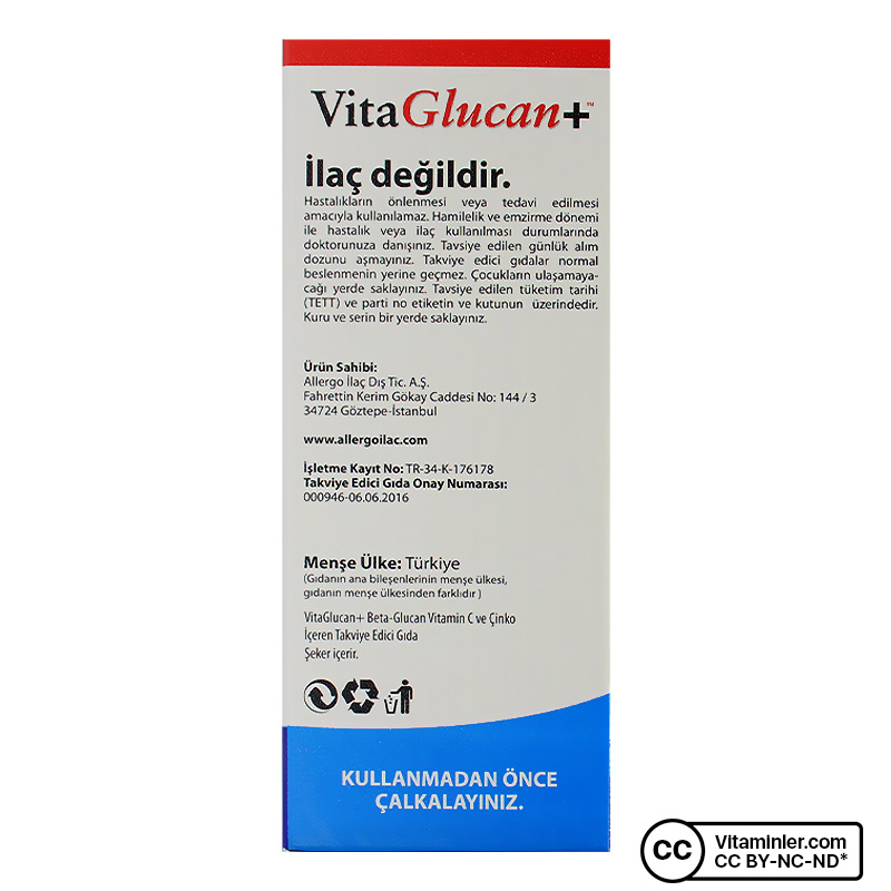 Allergo VitaGlucan Beta-Glucan Vitamin Şurup 150 mL