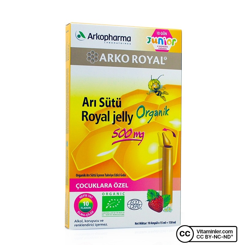 Arkopharma Royal Jelly Organik Arı Sütü 500 Mg 10 Ampül Çocuklara Özel