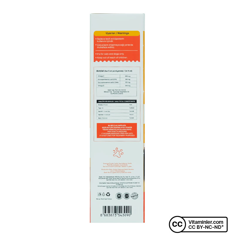 Biofeline Kedi ve Köpekler İçin Omega 3 Balık Yağı 200 mL