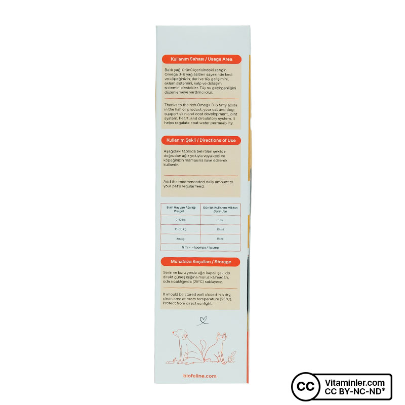 Biofeline Kedi ve Köpekler İçin Omega 3 Balık Yağı 200 mL