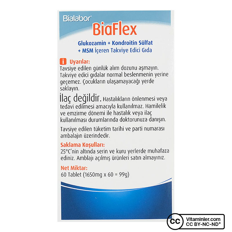 Biolabor BiaFlex Glukozamin Kondroitin MSM 60 Tablet