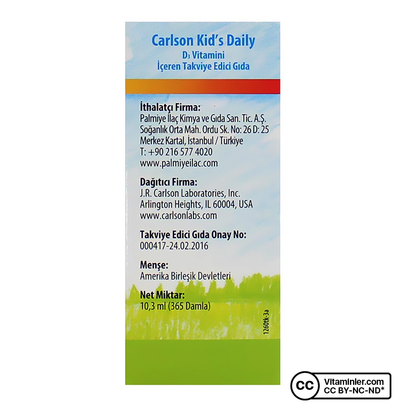 Carlson Kid's Daily D3 400 IU Drop D3 Vitamini Damlası 10.3 mL