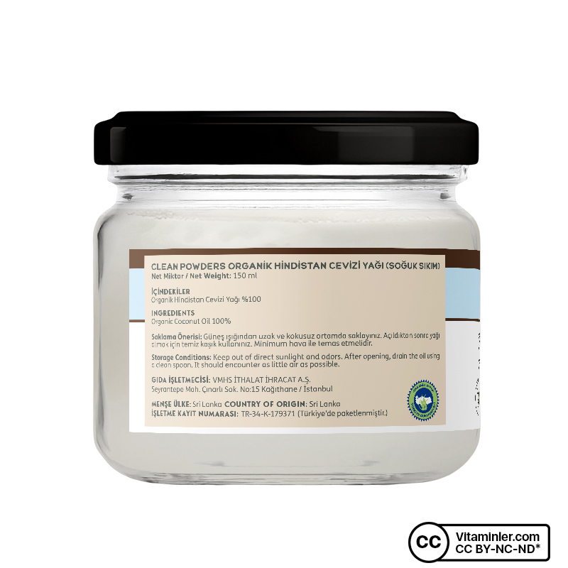 Clean Powders Coconut Oil Organic (Hindistan Cevizi Yağı) 150 mL