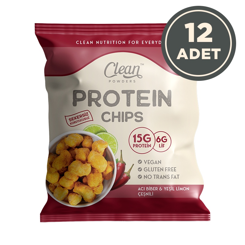 Clean Powders Protein Chips 50 Gr Acı Biber Yeşil Limon 12 Adet