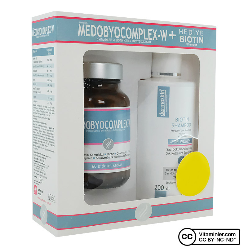 Dermoskin Medobiocomplex-W Kadın 60 Kapsul  + Biotin Şampuan 200 mL