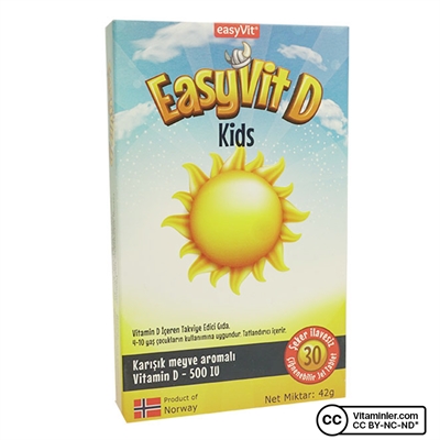Easyvit EasyVit D Kids 30 Çiğnenebilir Form