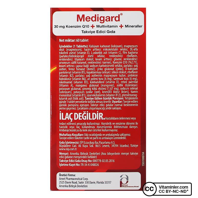Eczacıbaşı Medigard Vitamin Mineral Kompleks CoQ10 60 Tablet
