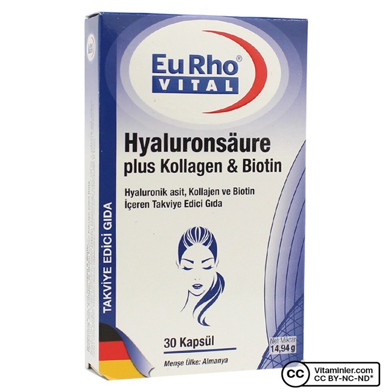 Eurho Vital Hyaluronsaure Plus Kollagen & Biotin 30 Kapsül
