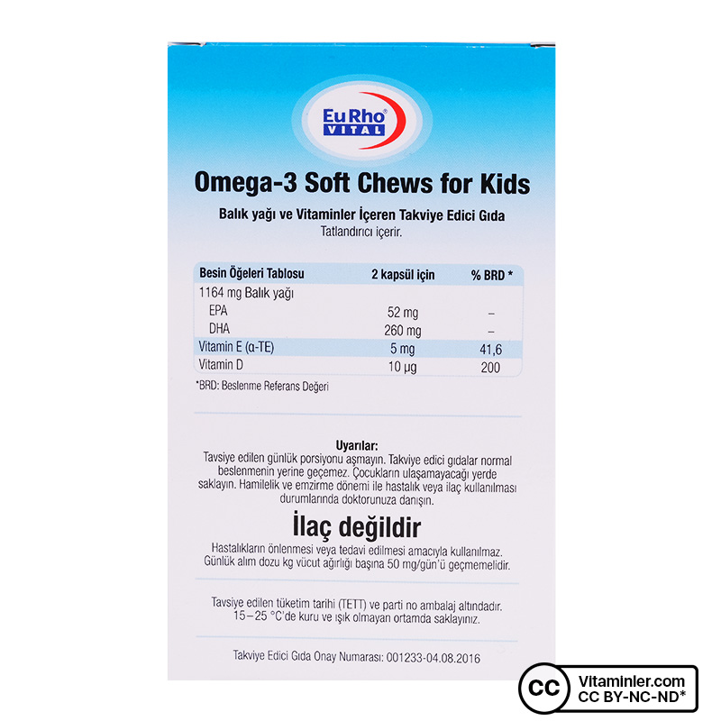 Eurho Vital Omega-3 Fish Oil Soft Chews for Kids 30 Kapsül