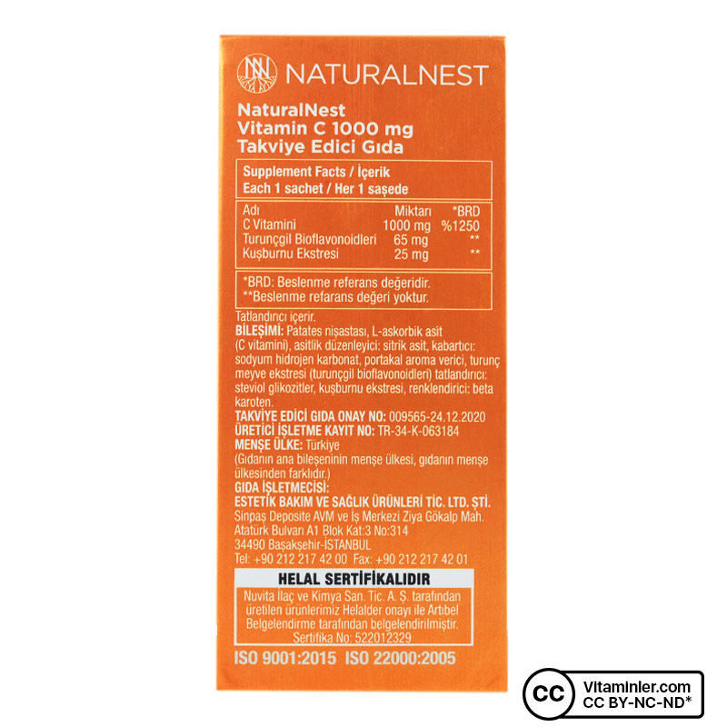 NaturalNest Vitamin C 1000 Mg 20 Saşe