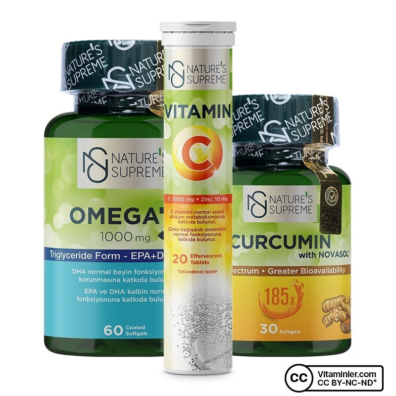 Nature's Supreme Curcumin + Omega 3 + Vitamin C Kombinasyonu