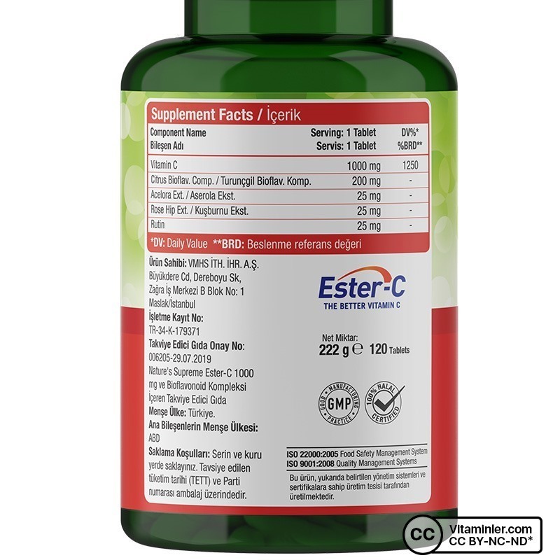 Nature's Supreme EsterC 1000 Mg C Vitamini 120 Tablet C Vitaminleri