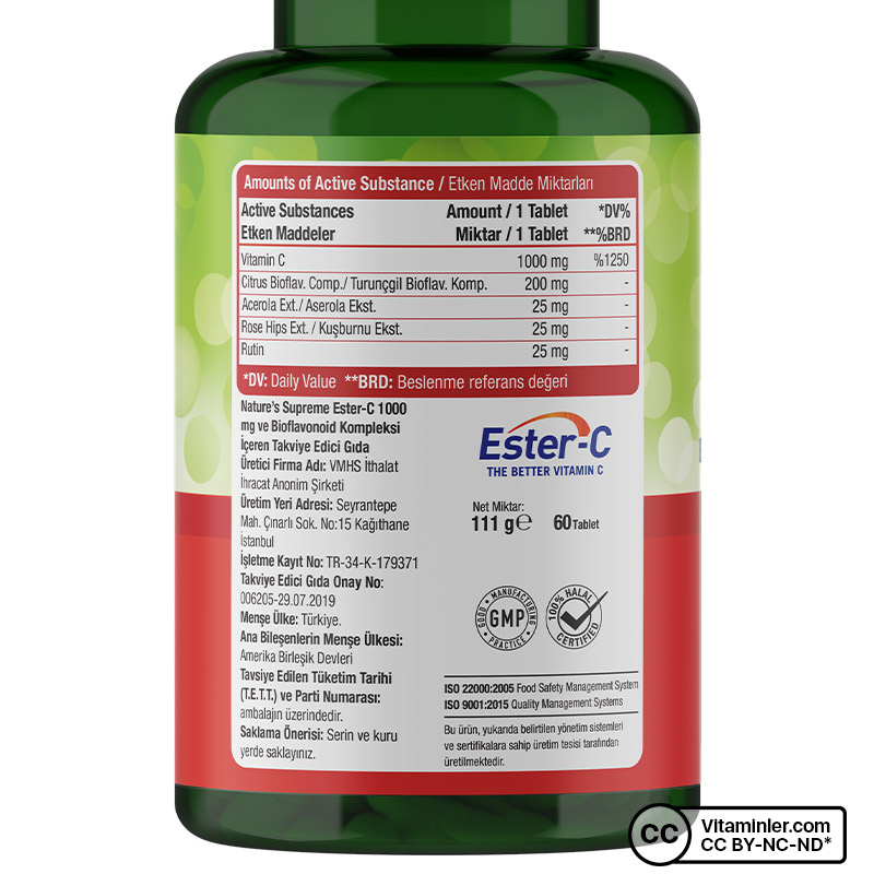 Nature's Supreme Ester-C 60 Tablet + Sambucus Nigra 20 Efervesan Tablet