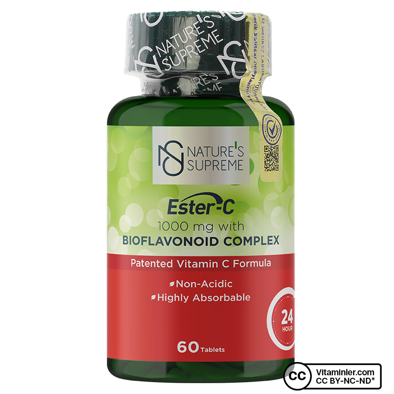 Nature's Supreme Ester-C  Vitamini 60 Tablet + Pure Encapsulations L-Arginine 60 Kapsül