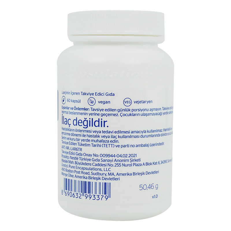 Nature's Supreme Ester-C  Vitamini 60 Tablet + Pure Encapsulations L-Arginine 60 Kapsül
