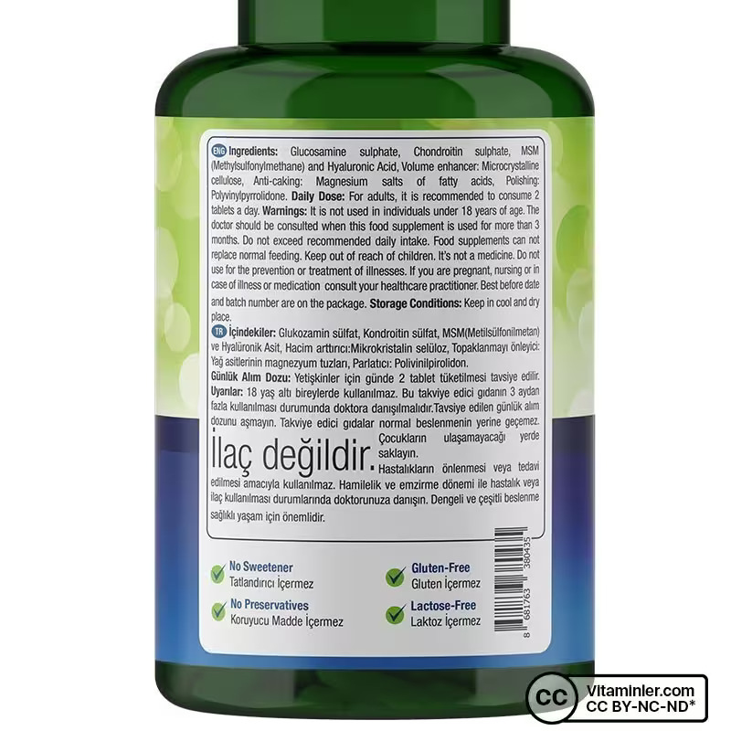 Nature's Supreme Glucosamine Chondroitin MSM + Hyaluronic Acid 60 Tablet 2 Adet