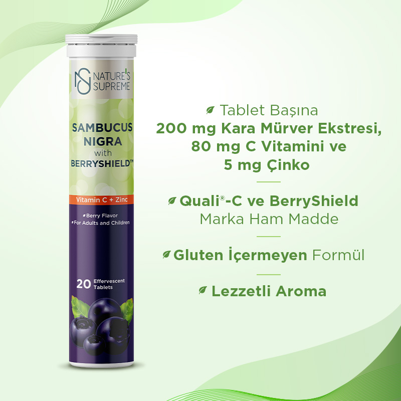 Nature's Supreme Magnesium Bisglycinate 60 Tablet + Sambucus Nigra 20 Efervesan Tablet
