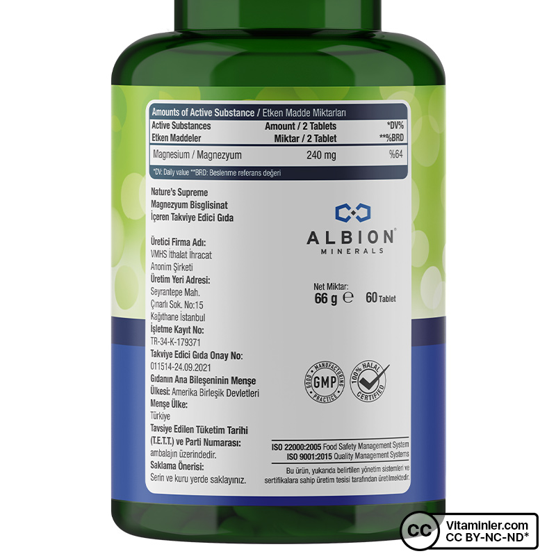 Nature's Supreme Magnesium Bisglycinate 60 Tablet + Sambucus Nigra 20 Efervesan Tablet