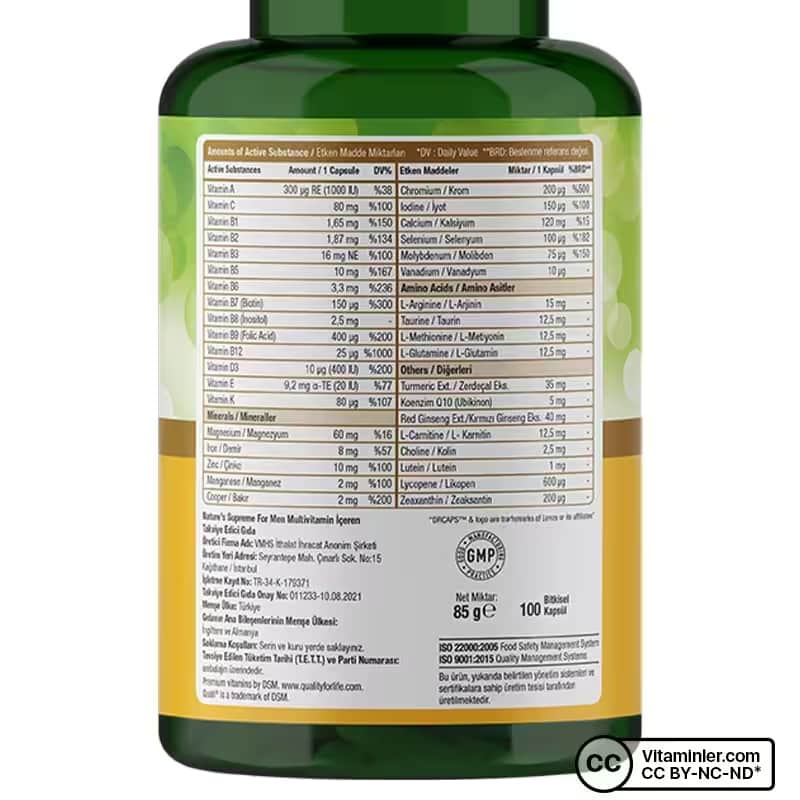 Nature's Supreme Multivitamin for Men 100 Kapsül + Omega 3 60 Kapsül Seti