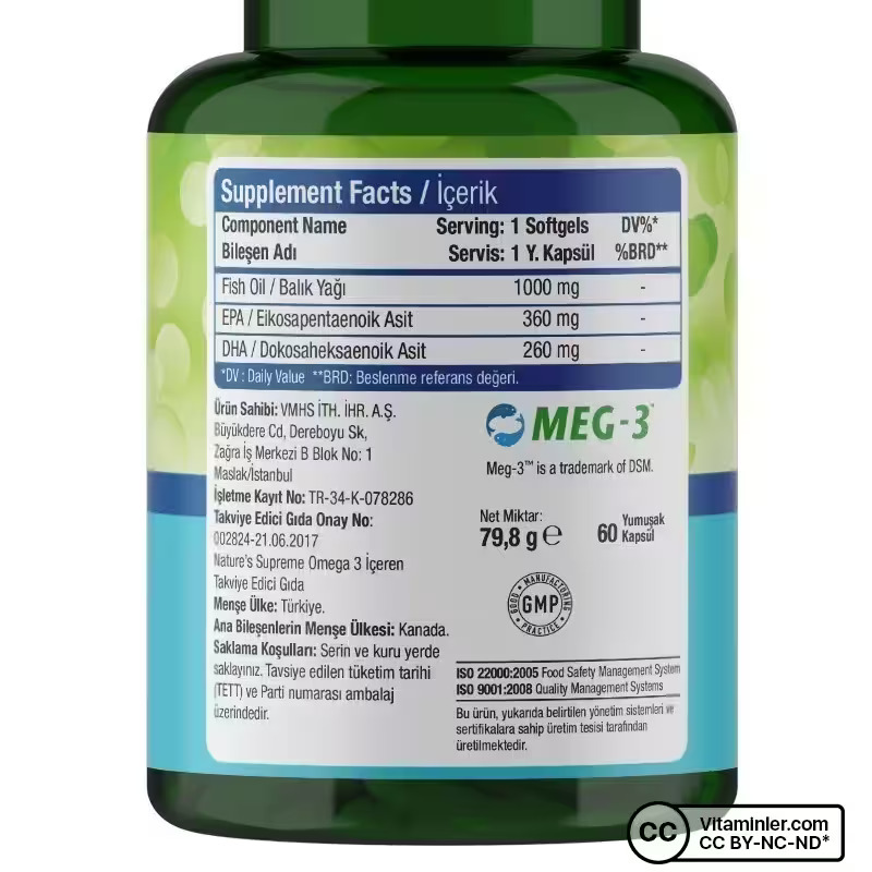 Nature's Supreme Multivitamin for Men 100 Kapsül + Omega 3 60 Kapsül Seti