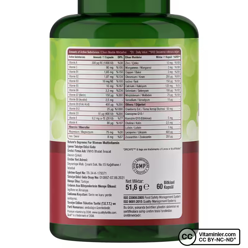 Nature's Supreme Multivitamin for Women 60 Kapsül + Vitamin D3 90 Kapsül Seti