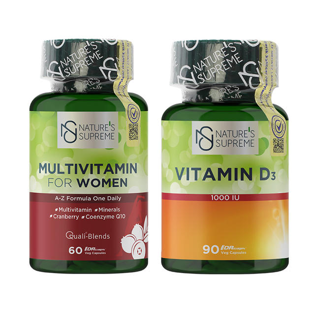 Nature's Supreme Multivitamin for Women 60 Kapsül + Vitamin D3 90 Kapsül Seti