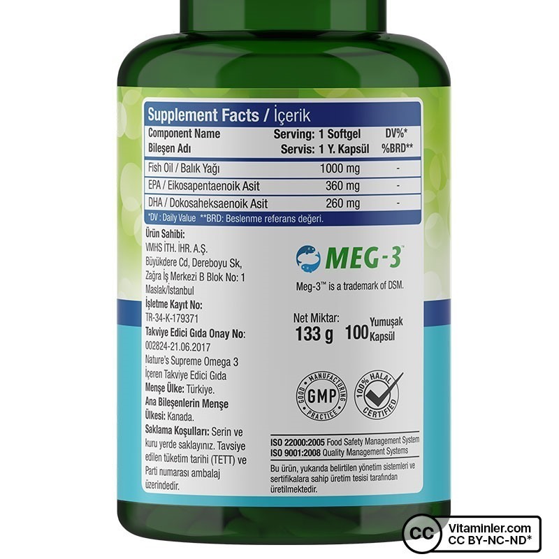 Nature's Supreme Omega 3 100 Kapsül + Vitamin C + Zinc 20 Efervesan Tablet