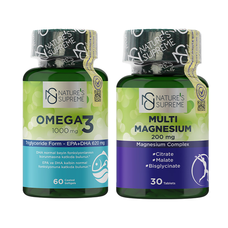 Nature's Supreme Omega 3 60 Kapsül + Multi Magnesium Complex 30 Tablet Seti