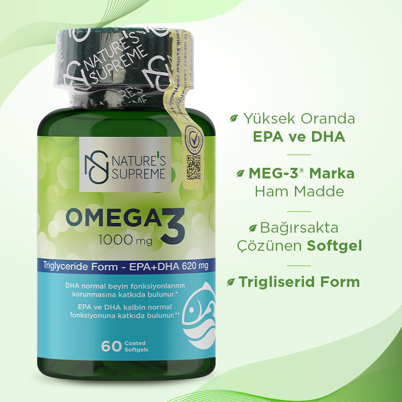 Nature's Supreme Omega 3 60 Kapsül + Vitamin C + Zinc 20 Efervesan Tablet
