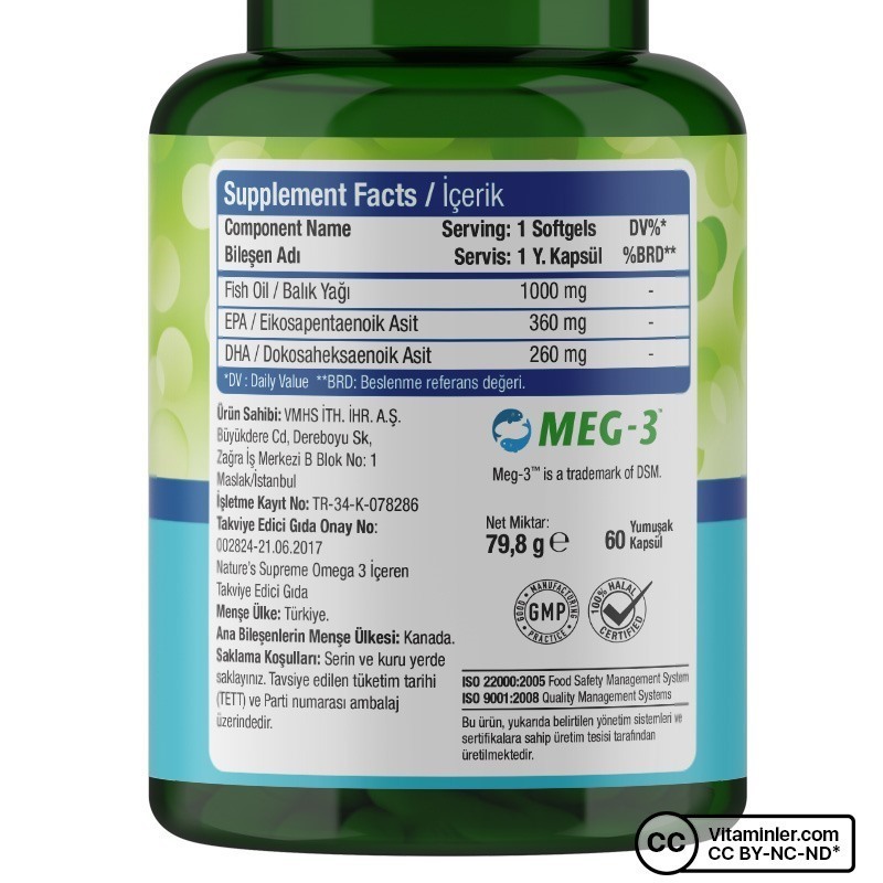 Nature's Supreme Omega 3 60 Kapsül + Vitamin C + Zinc 20 Efervesan Tablet