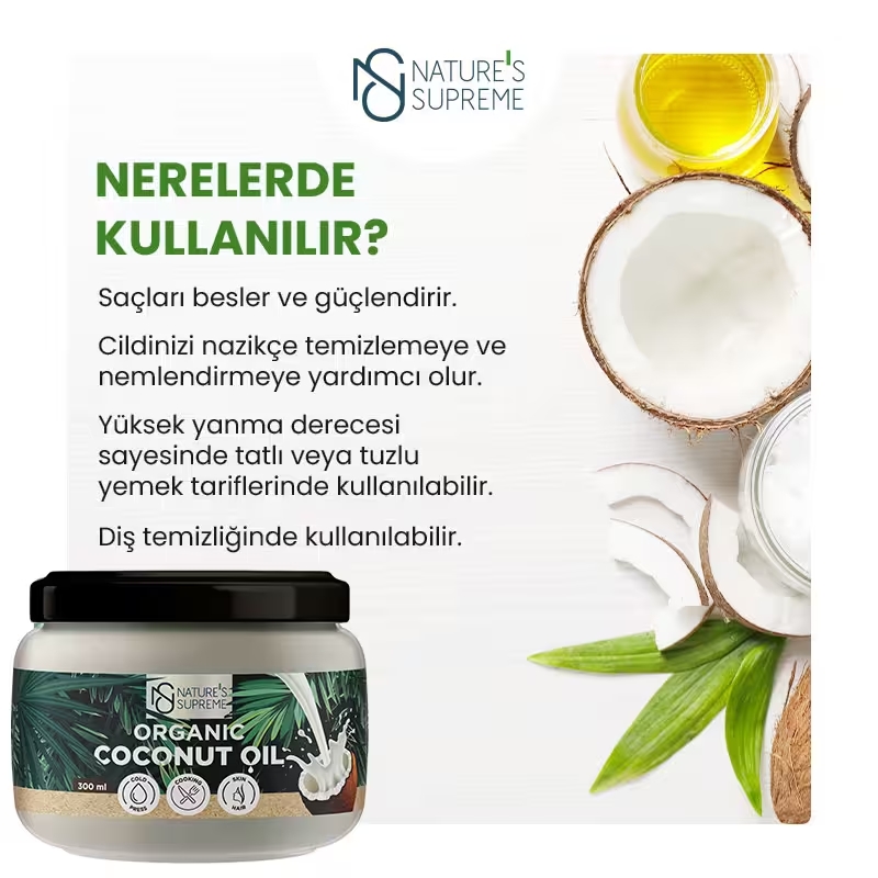 Nature's Supreme Organik Hindistan Cevizi Yağı 300 mL 2 Adet