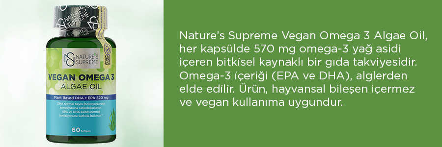 Nature's Supreme Vegan Omega 3 Algae Oil 60 Kapsül
