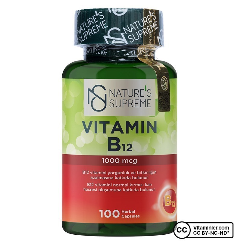 Nature's Supreme Vitamin B12 100 Kapsül + B12 Methylcobalamin 10 mL Sprey