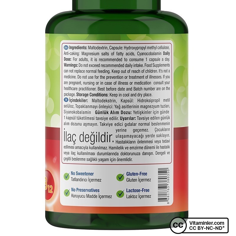 Nature's Supreme Vitamin B12 100 Kapsül + B12 Methylcobalamin 10 mL Sprey