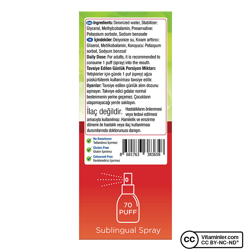 Nature's Supreme Vitamin B12 100 Kapsül + B12 Methylcobalamin 10 mL Sprey