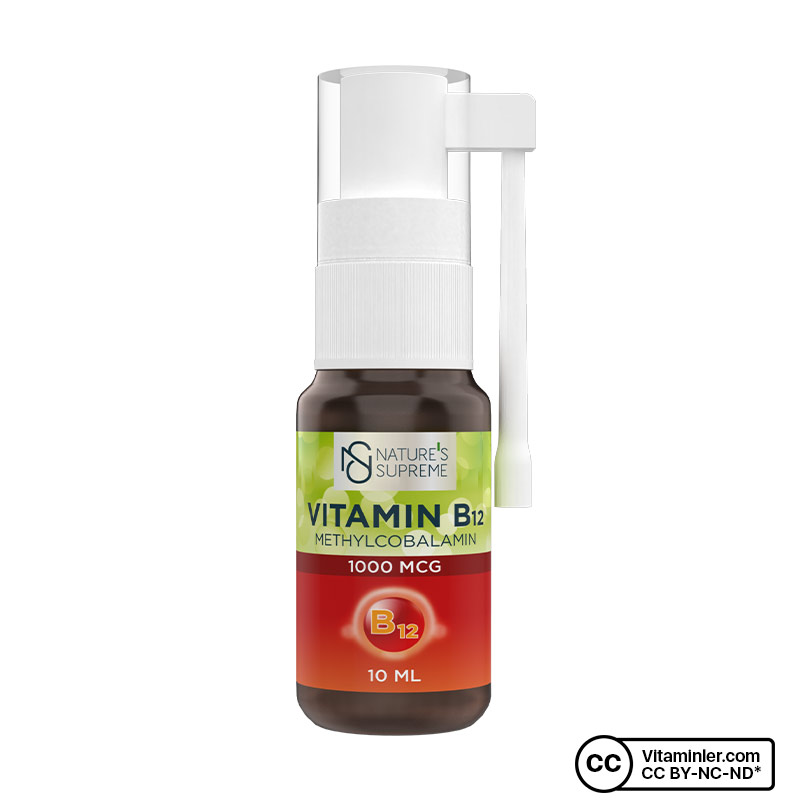 Nature's Supreme Vitamin B12 60 Kapsül + B12 Methylcobalamin 10 mL Sprey