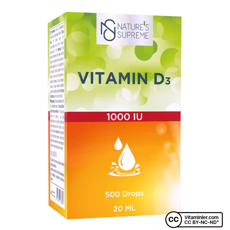 Nature's Supreme Vitamin D3 1000 IU 20 mL Damla 2 Adet