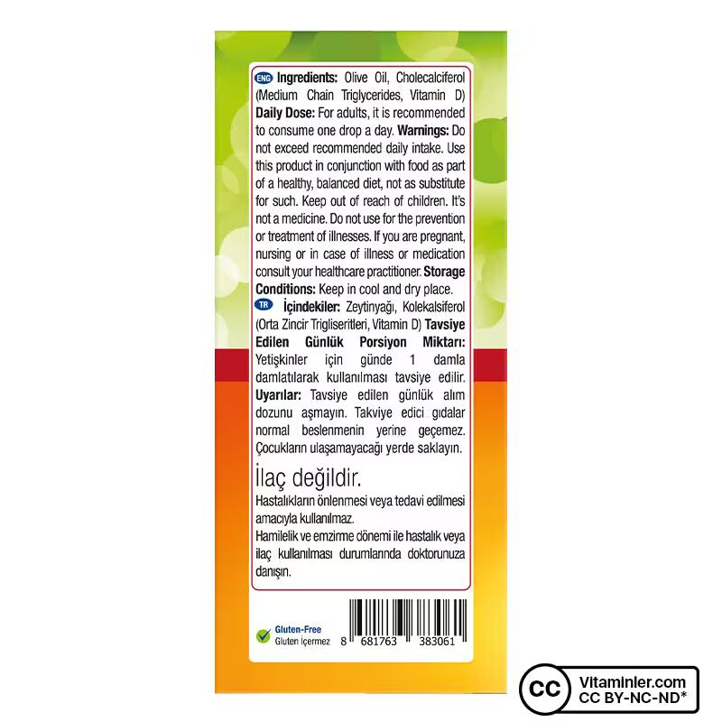 Nature's Supreme Vitamin D3 1000 IU 20 mL Damla 2 Adet