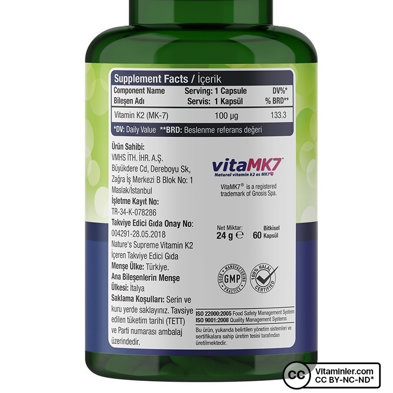 Nature's Supreme Vitamin K2 100 Mcg 60 Kapsül