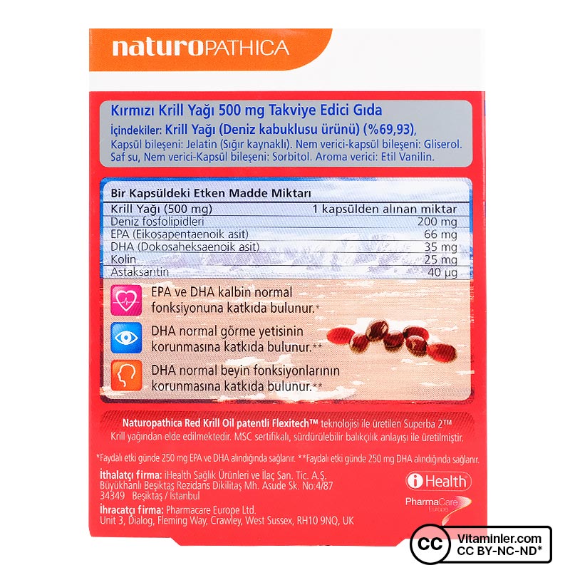 Naturopathica Red Krill Oil 500 Mg Omega-3 30 Kapsül