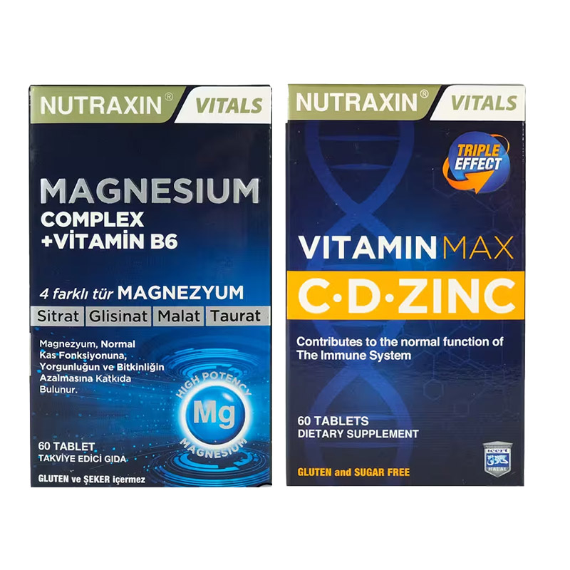 Nutraxin Magnesium Complex 60 Tablet + Vitamin Max C + D + Çinko Seti