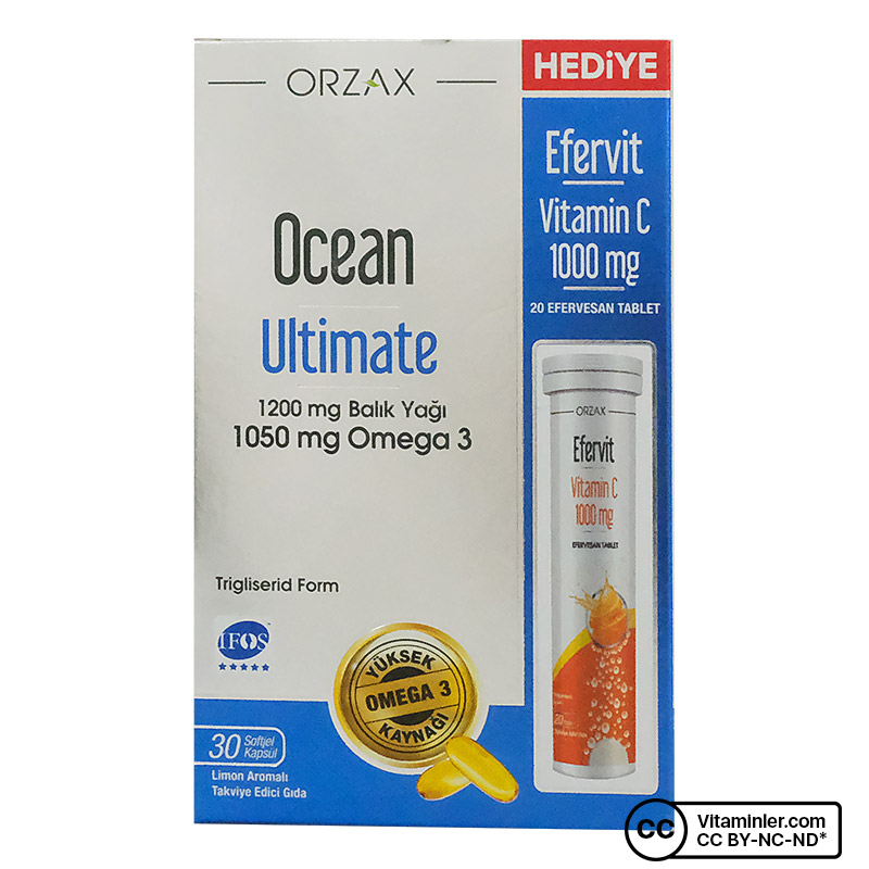Ocean Ultimate 1200 Mg Balık Yağı 30 Kapsül + Efervit Vitamin C Hediyeli