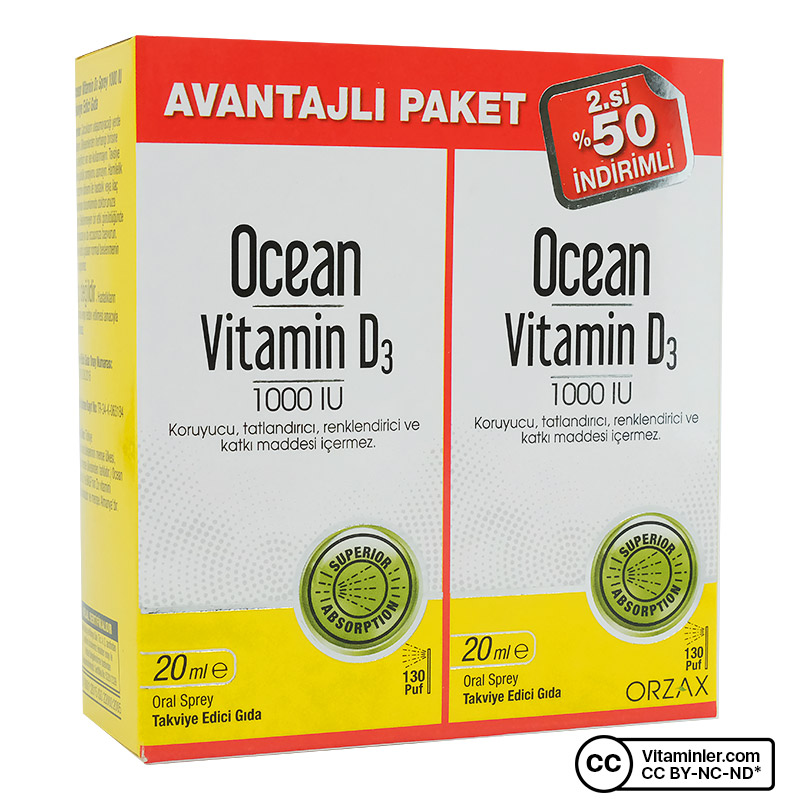 Ocean Vitamin D3 1000 IU 2 x 20 mL Sprey