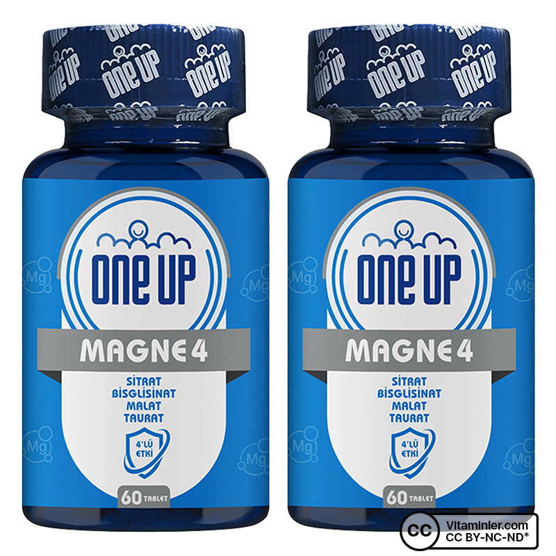 One Up 4'lü Magnezyum Kompleks 60 Tablet x 2 Adet (Sitrat, Bisglisinat, Malat, Taurat)