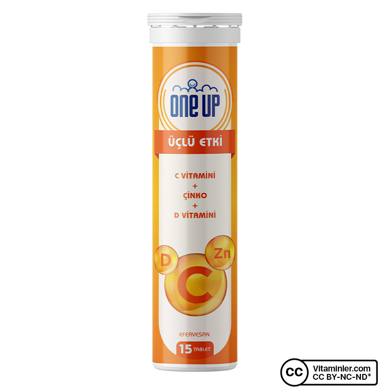 One Up Üçlü Etki C Vitamini + Çinko + D Vitamini 15 Efervesan Tablet