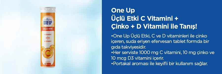One Up Üçlü Etki C Vitamini + Çinko + D Vitamini 2 x 15 Efervesan Tablet