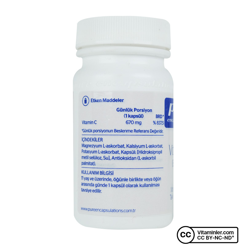 Pure Encapsulations L-Arginine 60 Kapsül + Vitamin C Buffered 30 Kapsül